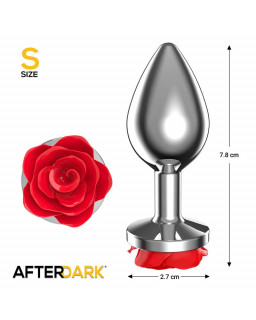 Plug Anal de Metal con Rosa Roja en la Base Talla S