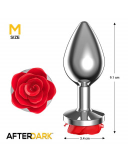 Plug Anal de Metal con Rosa Roja en la Base Talla M