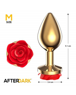 Plug Anal de Metal Dorado con Rosa Roja en la Base Talla M