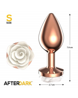 Plug Anal de Metal Oro Rosa con Rosa Blanca en la Base Talla S