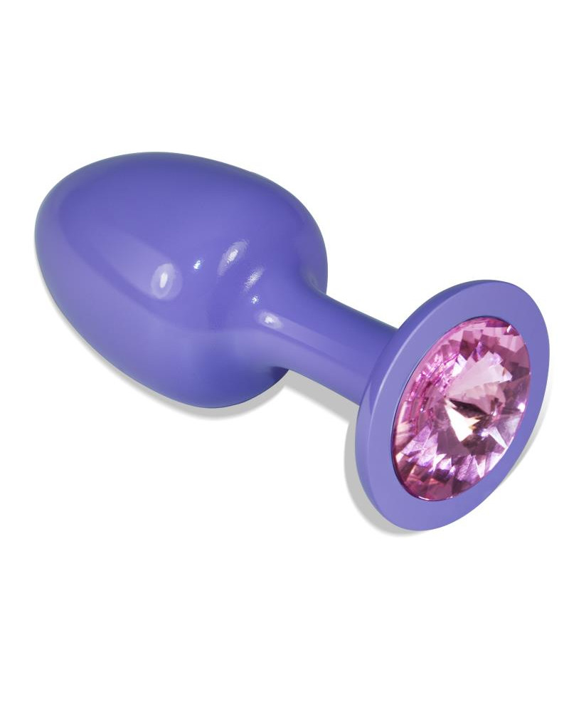 Plug Anal de Metal Purpura Rosebud con Joya Rosa