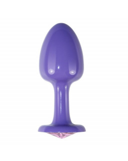 Plug Anal de Metal Purpura Rosebud con Joya Rosa