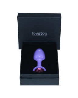 Plug Anal de Metal Purpura Rosebud con Joya Rosa