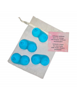 Set de 4 Mini Jabones en forma de Tetas Azules Aromatizados