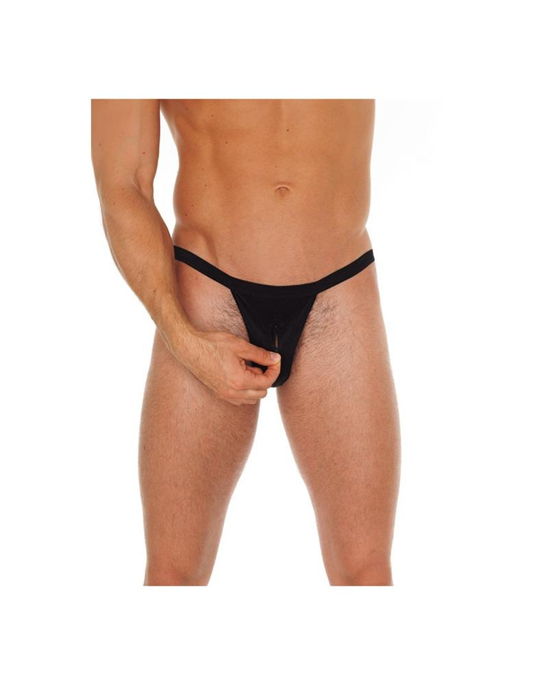 Tanga con Cremallera Negro Talla unica