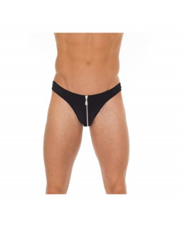 Tanga con Cremallera Negro Talla Unica