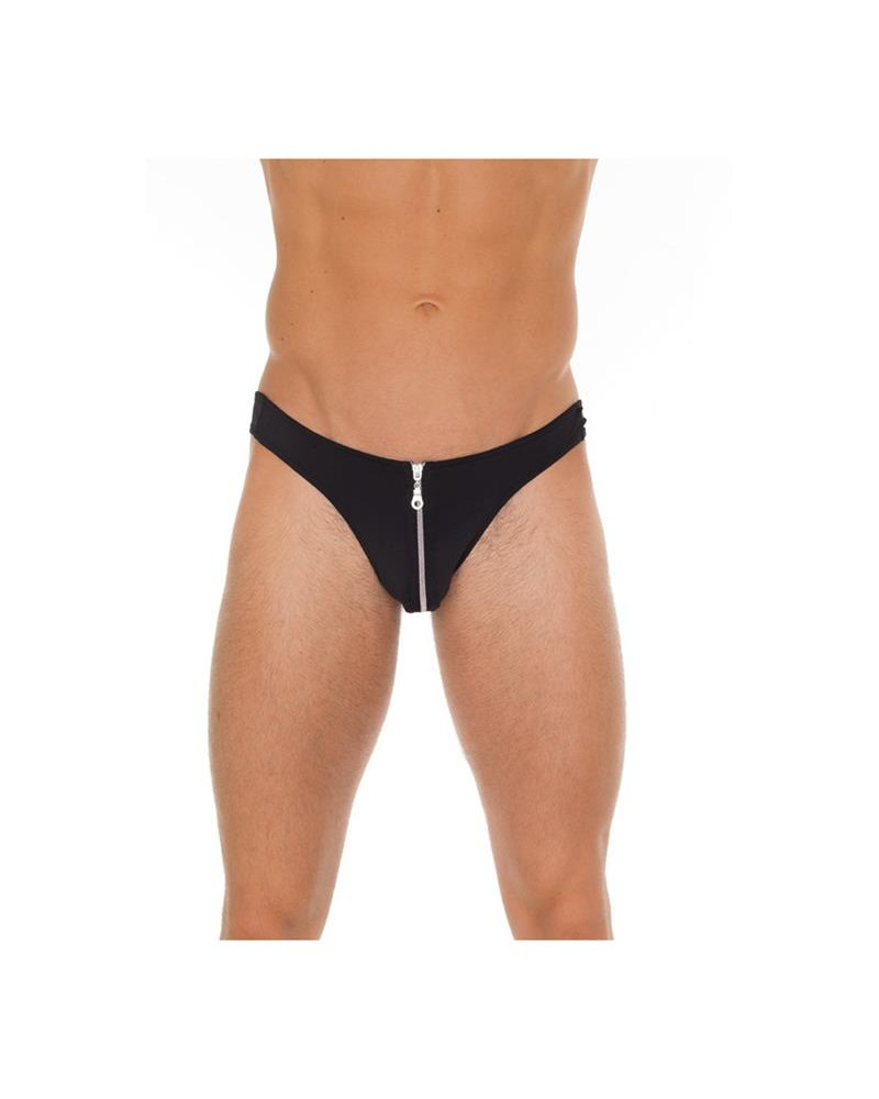 Tanga con Cremallera Negro Talla Unica