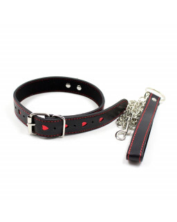 Collar con Cadena de Metal Negro Rojo