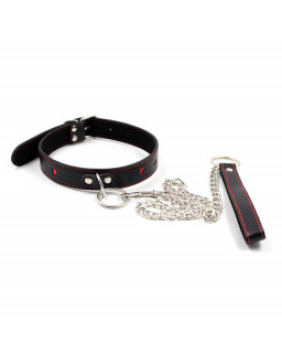 Collar con Cadena de Metal Negro Rojo