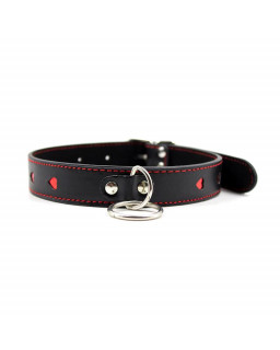 Collar con Cadena de Metal Negro Rojo