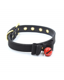 Collar con Lazo y Cascabel 44 cm Negro Rojo