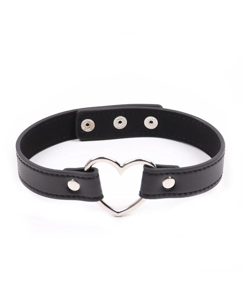 Collar con Aro en Forma de Corazon Ajustable 415 cm Negro