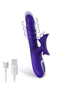 No Fourteen Vibrador Funcion Telescopica Ondulante y Lengua Alta Frecuencia Silicona Liquida USB