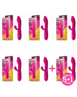 Pack 51 Candy Vibrador con Conejito Punto G USB Silicona Fucshia