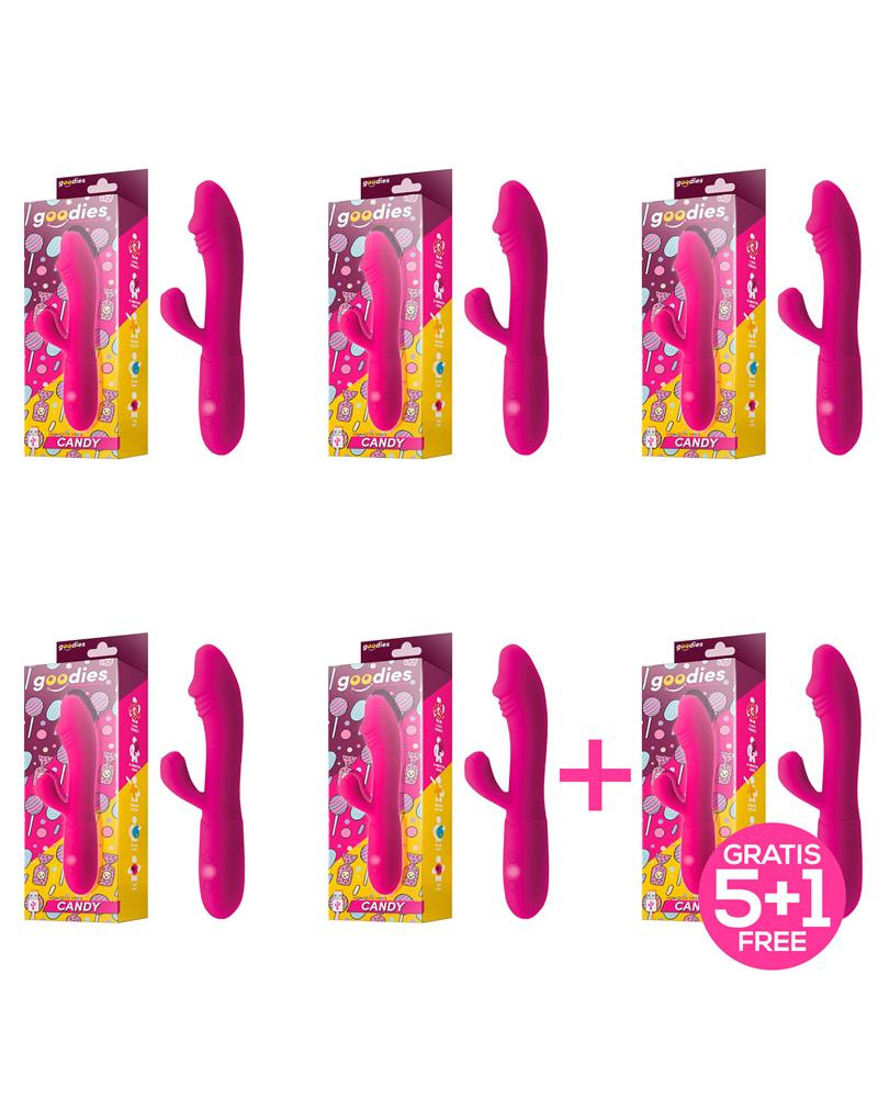 Pack 51 Candy Vibrador con Conejito Punto G USB Silicona Fucshia