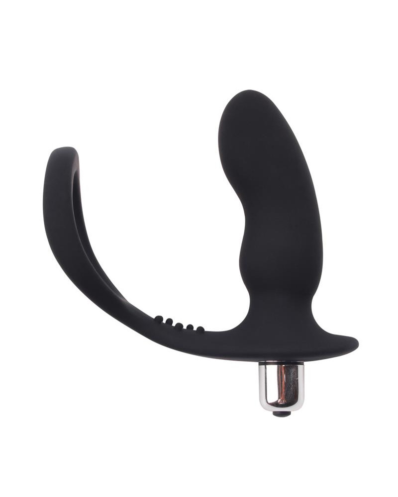 Anillo para el Pene con Plug Anal Negro