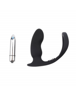 Anillo para el Pene con Plug Anal Negro