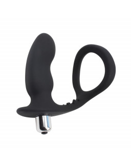 Anillo para el Pene con Plug Anal Negro