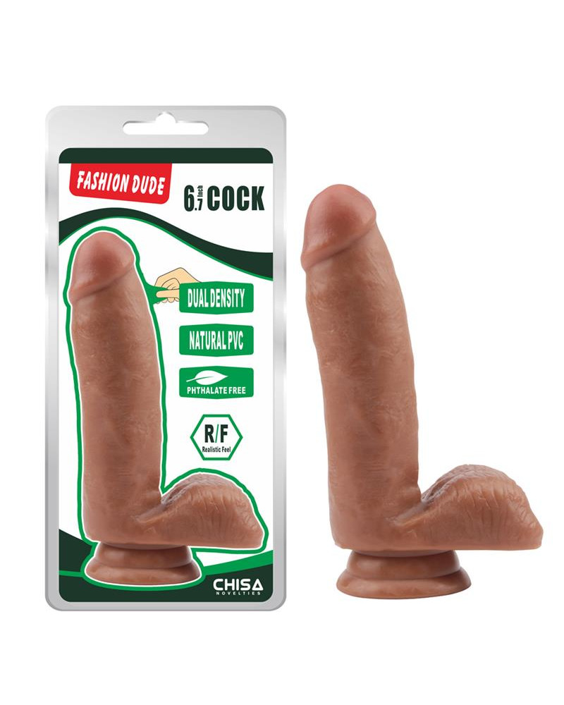 Dildo Dual density Fashion Dude 17 x 36 cm Bronceado