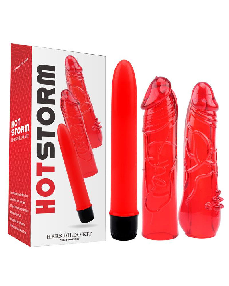 Kit Dildo y Vibrador Hers Dildo Kit Rojo