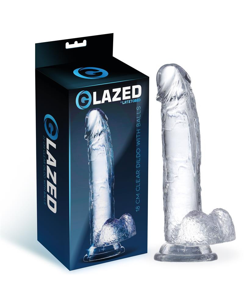 Dildo Realista con Testiculos Material Cristalino 18 cm