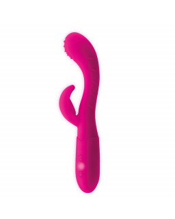 Cakey Vibrador Punto G y Conejito USB Silicona Fuchsia