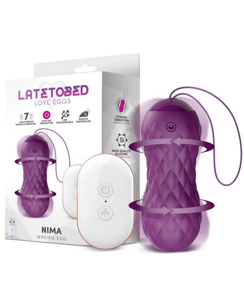 Nima Huevo Vibrador con Movimiento Wave Control Remoto USB Silicona Purpura