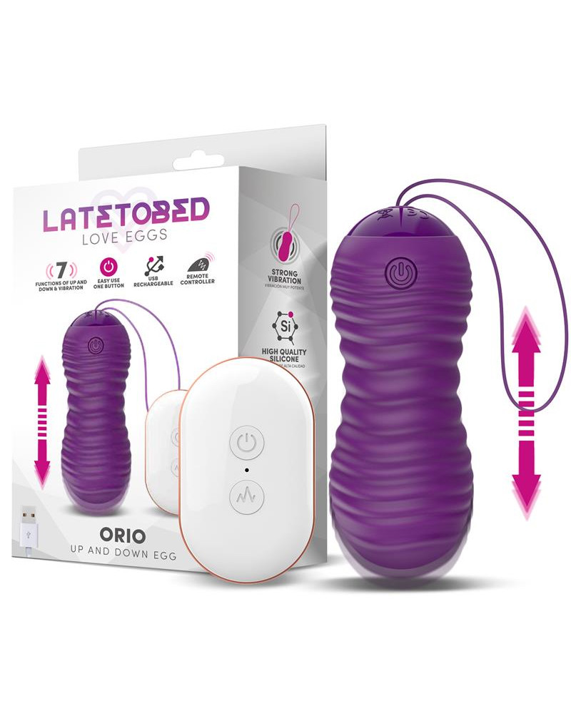 Orio Huevo Vibrador y Movimiento Telescopico Up and Down Control Remoto Purpura