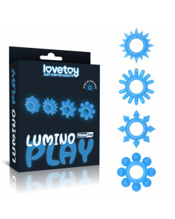 Lumino Play Set 4 Anillo para el Pene Luz Azul