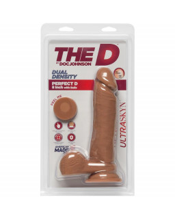 Dildo Dual Density Perfect D y Testiculos 8 Caramelo