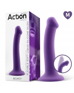 Bouncy Dildo Silicona Liquida Hiper Flexible 7 18 cm Talla M Purpura