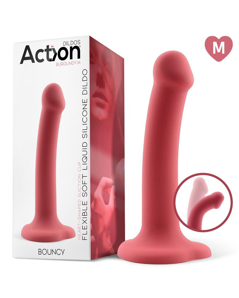 Bouncy Dildo Silicona Liquida Hiper Flexible 7 18 cm Talla M Burgundy