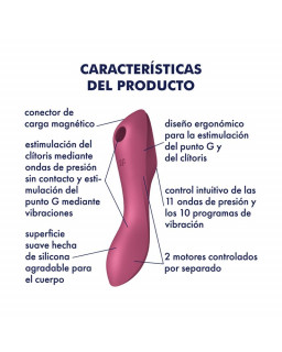 Curvy Trinity 3 Vibrador y Succionador Triple Estimulacion USB Rojo