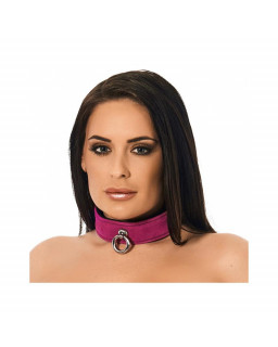 Collar de Cuero Rosa Ajustable