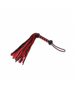 Flogger Trenzado Cuero Negro Rojo