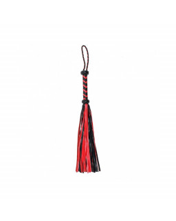 Flogger Trenzado Cuero Negro Rojo