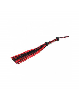 Flogger Trenzado Cuero Negro Rojo