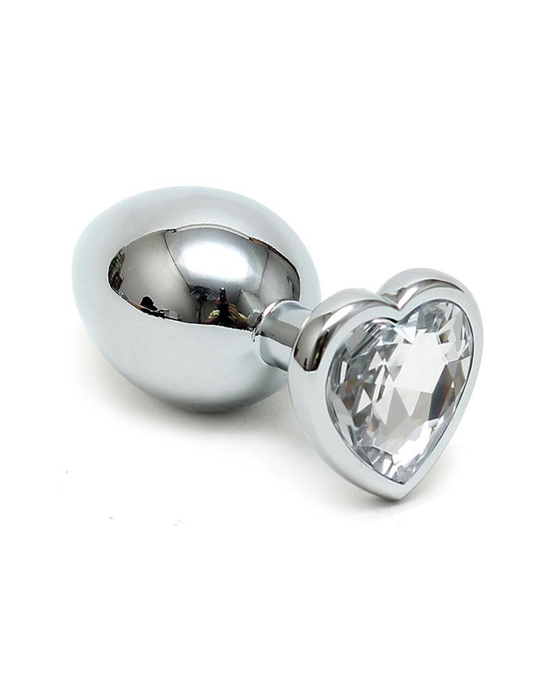 Plug Anal Acero Inox Cristal Corazon Transparente