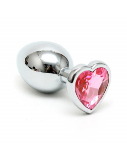 Plug Anal Acero Inox Cristal Corazon Rosa