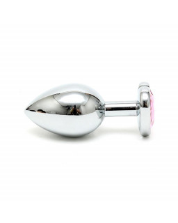 Plug Anal Acero Inox Cristal Corazon Rosa