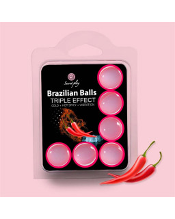 Set 6 Brazilian Balls Triple Efecto Calor Frio y Vibracion