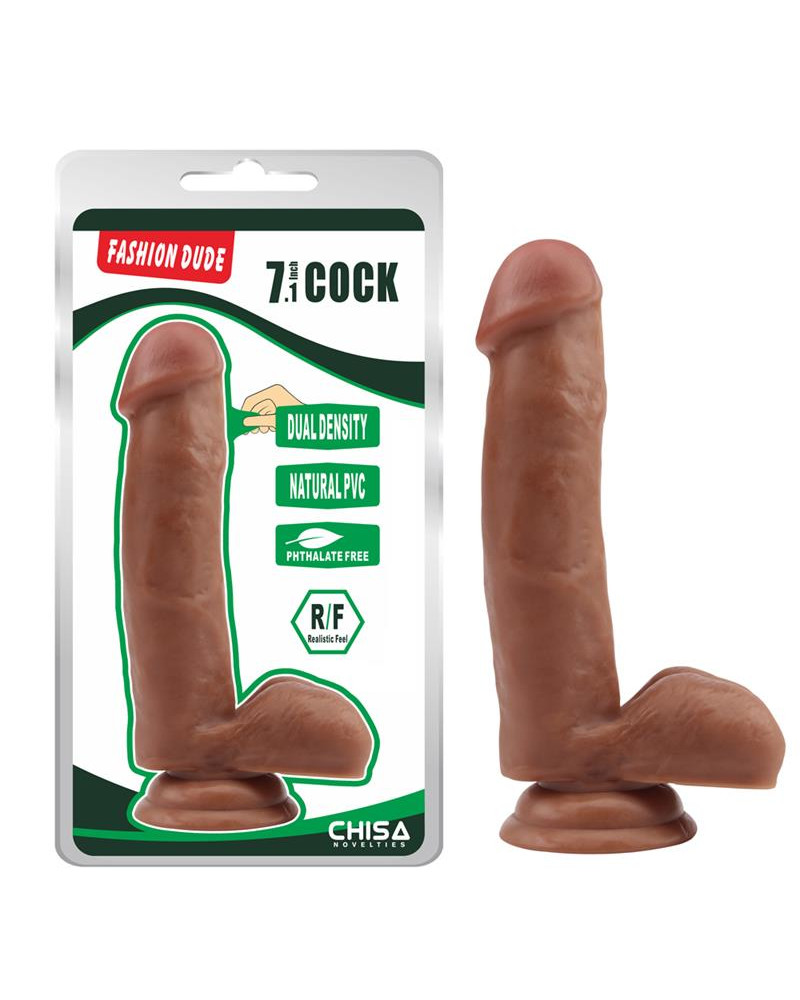 Dildo Dual Density Fashion Dude 178 x 4 cm Bronceado