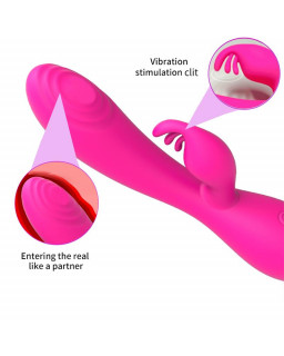 Conejito Vibrador Magic Stick con Pulsacion Fucsia