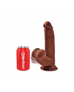 Dildo Triple Densidad Testiculos Oscilantes 8 Caramelo