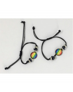 Pulsera Ajustable con Circulo Bandera LGBT