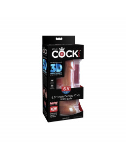 Dildo Triple Densidad con Testiculos 65 Caramelo