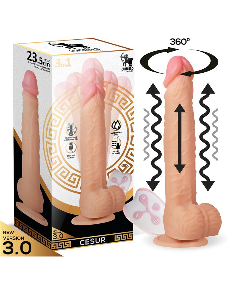 Cesur 30 Dildo Realista Vibracion Movimiento Ondulante 360º y Telescopico Control Remoto USB