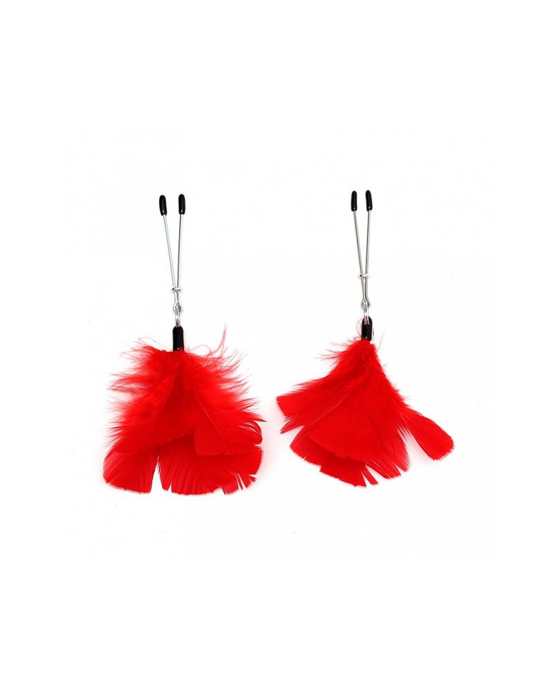 Pinzas para Pezones con Plumas Rojas Ajustables