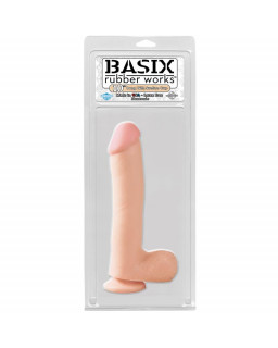 Basix Rubber Works 254 cm Verga y Testiculos con Ventosa Color Natural