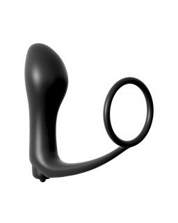 Plug Vibrador con Anillo Pene Color Negro